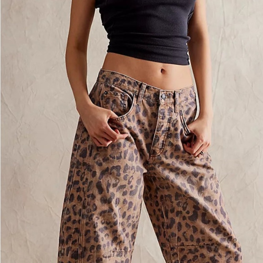 We The Free “Good Luck” Barrel Jeans - Leopard